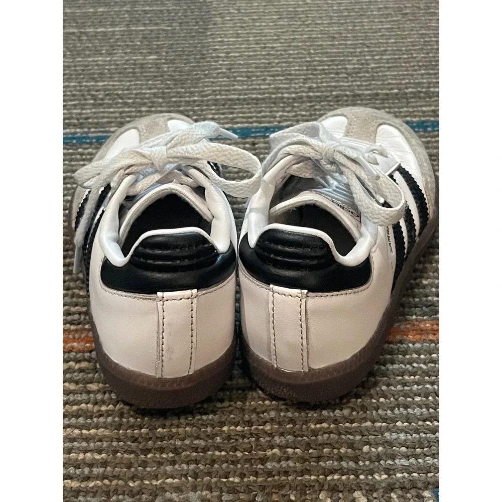 Adidas‎ Samba Classic Kids Sneakers White Black Gum Sole Indoor Soccer Shoes I05